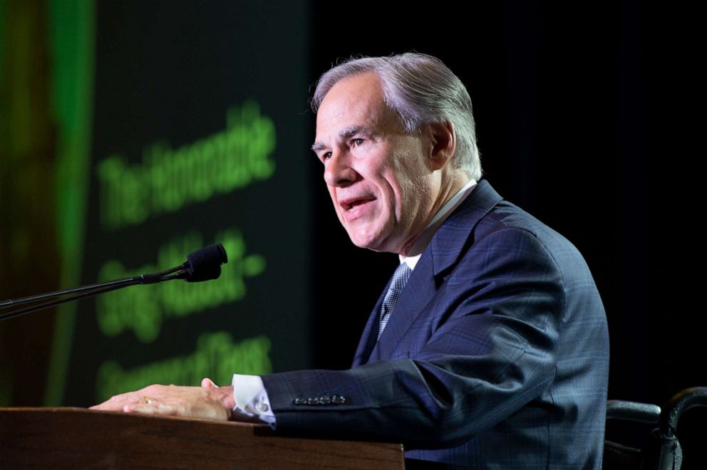 PHOTO: In this Aug. 18, 2021, file photo, Governor Greg Abbott speaks at an event in Austin, Texas.