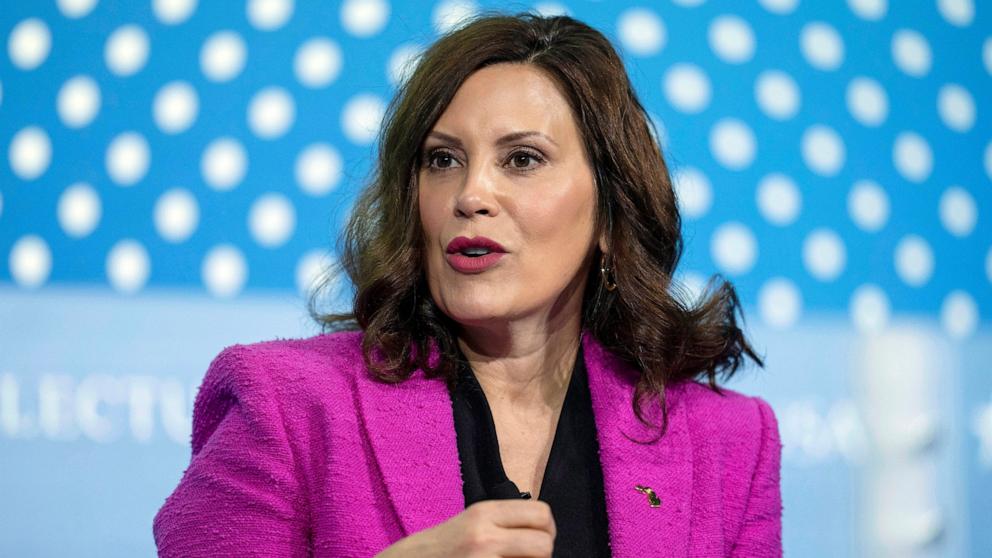 PHOTO: Michigan Gov. Gretchen Whitmer speaks at the SelectUSA Investment Summit, May 4, 2023, in Oxon Hill, Md. 