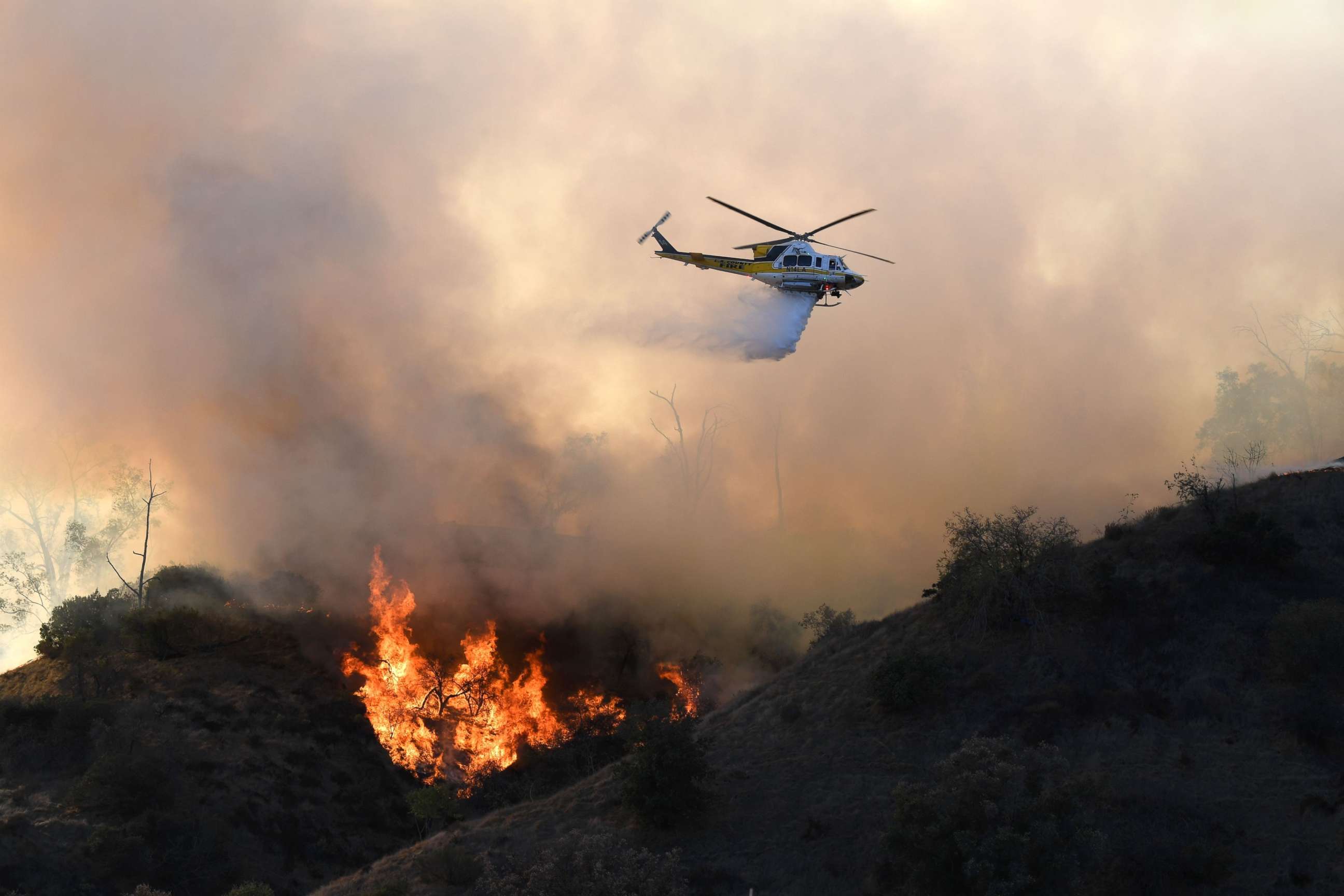 PHOTO: Flames from a wildfire burn a portion of Griffith Park in Los Angeles, Nov. 9, 2018.