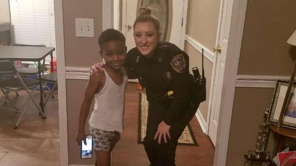 PHOTO: On Saturday Dec. 16, 5-year-old TyLon Pittman called 911 because he was afraid that the Grinch would steal his Christmas, and Officer Lauren Develle from Mississippi's Byram Police Department showed up to assure him that would never happen.