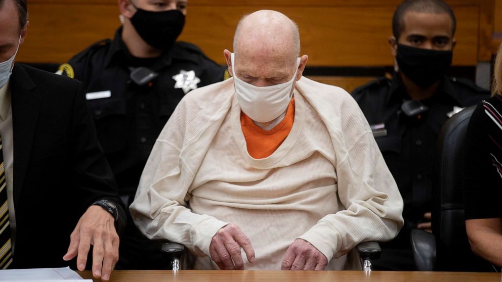 PHOTO: Joseph James DeAngelo sits in court during the third day of victim impact statements at the Gordon D. Schaber Sacramento County Courthouse, Aug. 20, 2020, in Sacramento, Calif.