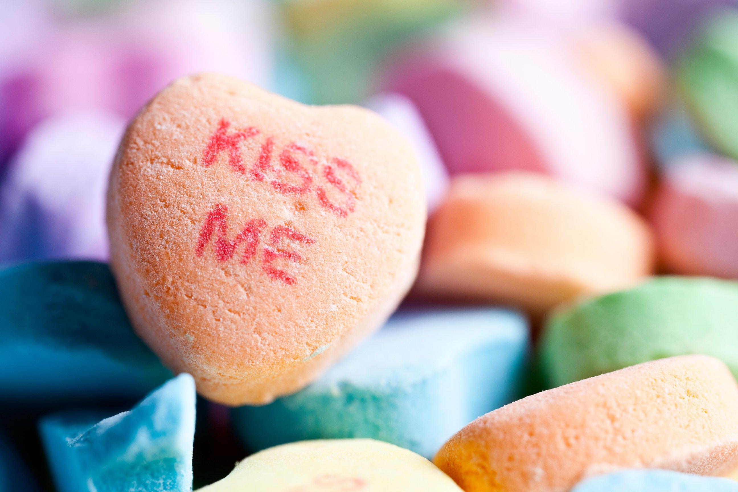 PHOTO: A candy heart with the words, "kiss me" is pictured in an undated stock photo.