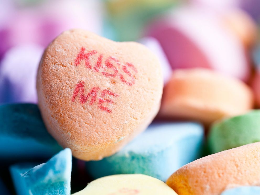 PHOTO: A candy heart with the words, kiss me is pictured in an undated stock photo.