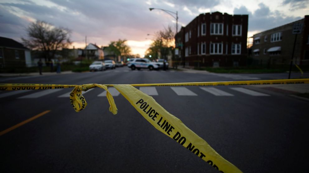 Chicago Police crime tape is displayed at the scene of a shooting, April 25, 2016 in Chicago.