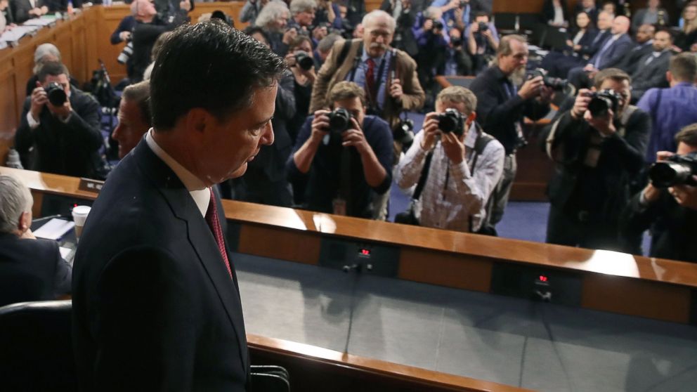 Former FBI Director James Comey arrives to testify before the Senate Intelligence Committee on Capitol Hill, June 8, 2017 in Washington, D.C.