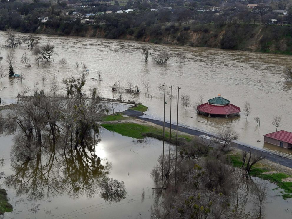 PHOTO: Riverbend Park is seen under flood water in Oroville, California, Feb. 13, 2017.