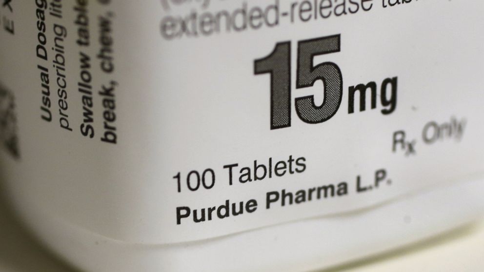 PHOTO: A bottle of Purdue Pharma L.P. OxyContin medication sits on a pharmacy shelf in Provo, Utah, Aug. 31, 2016.