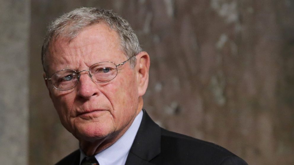 WASHINGTON, DC - MARCH 17 File Photo:  Senate Armed Services Committee member Sen. James Inhofe (R-OK) arrives for hearing about the Pentagon budget in the Dirksen Senate Office Building on Capitol Hill March 17, 2016 in Washington, DC.