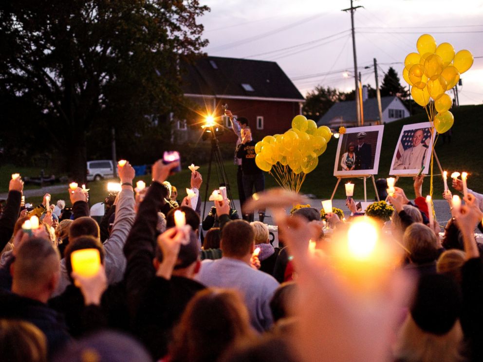 PHOTO: A candlelight vigil was held at the Fishermens Memorial in Rockland Harbor for Dylan Meklin, 23, of Rockland, and Danielle Randolph, 34, also of Rockland, Monday, Oct. 5, 2015.