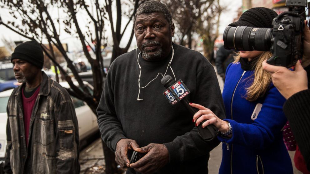PHOTO: Benjamin Carr, father of Eric Garner who was killed by a police officer who put him in a choke hold, speaks to the media outside the beauty salon where his son was killed, Dec. 3, 2014 in Staten Island, New York. 