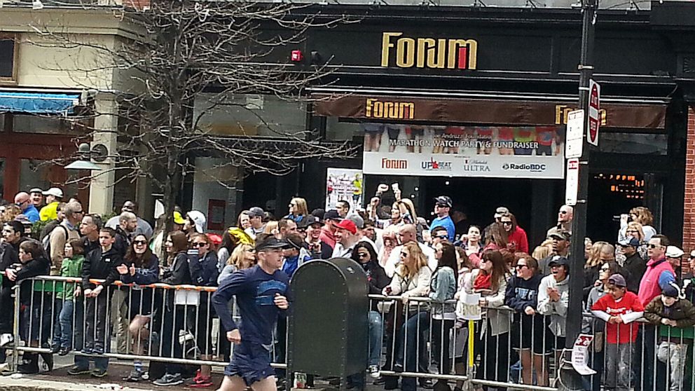PHOTO: This cell phone image, taken in front of the Forum Restaurant on April 15, 2013 at the Boston Marathon, prior to the moment that two bombs exploded, killing 3 and wounding 183 people. 