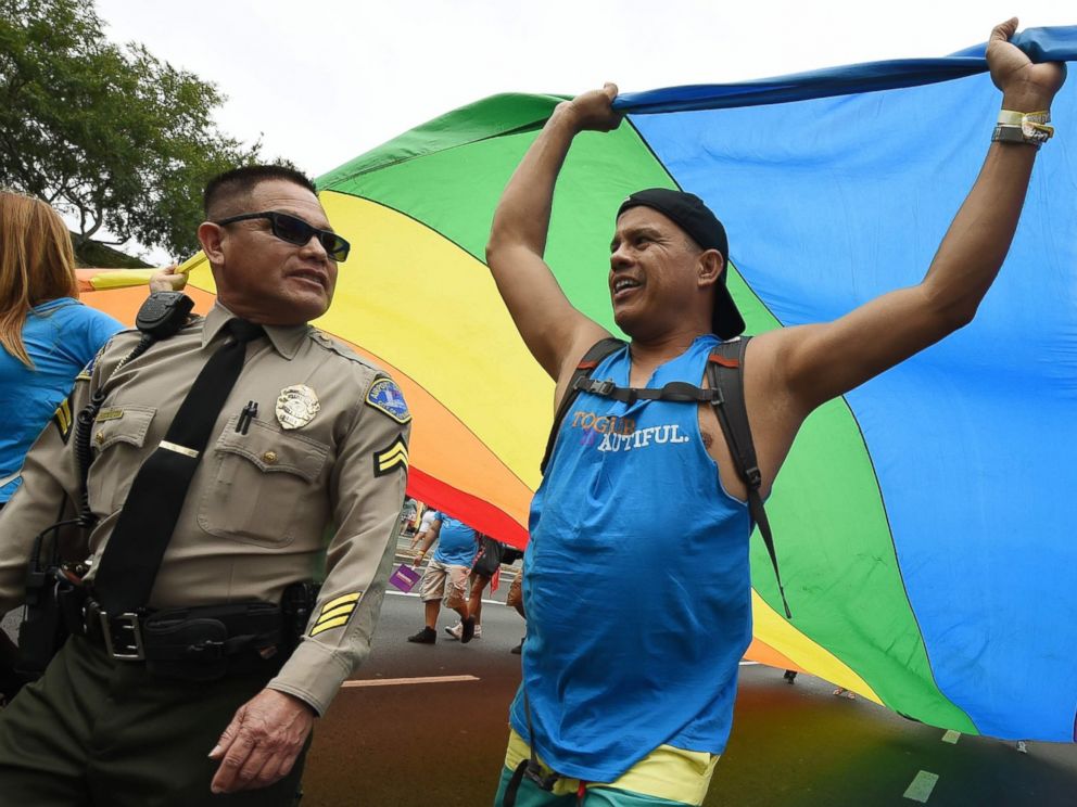 PHOTO: Sheriff's deputies provide security during the 2016 Gay Pride Parade on June 12, 2016 in Los Angeles.