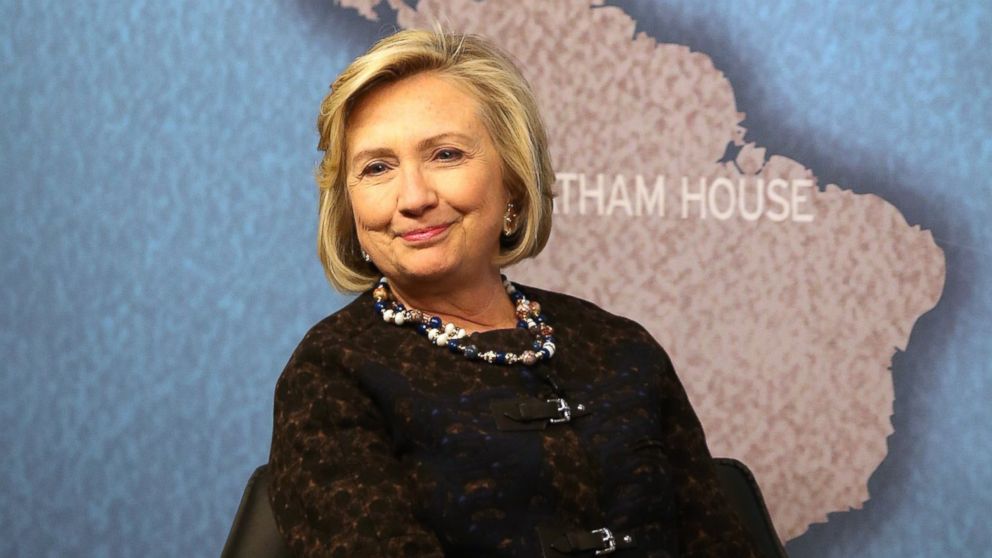 Former Secretary of State Hillary Clinton waits to answer questions from an audience at Chatham House on Oct. 11, 2013 in London, England. 