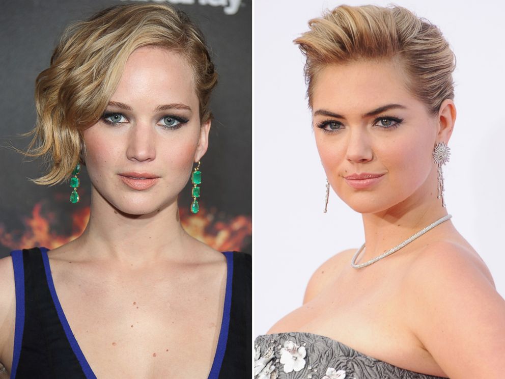 PHOTO: Jennifer Lawrence is pictured in Cannes, France on May 17, 2014 and Kate Upton is seen in Westwood, Calif. on April 21, 2014.