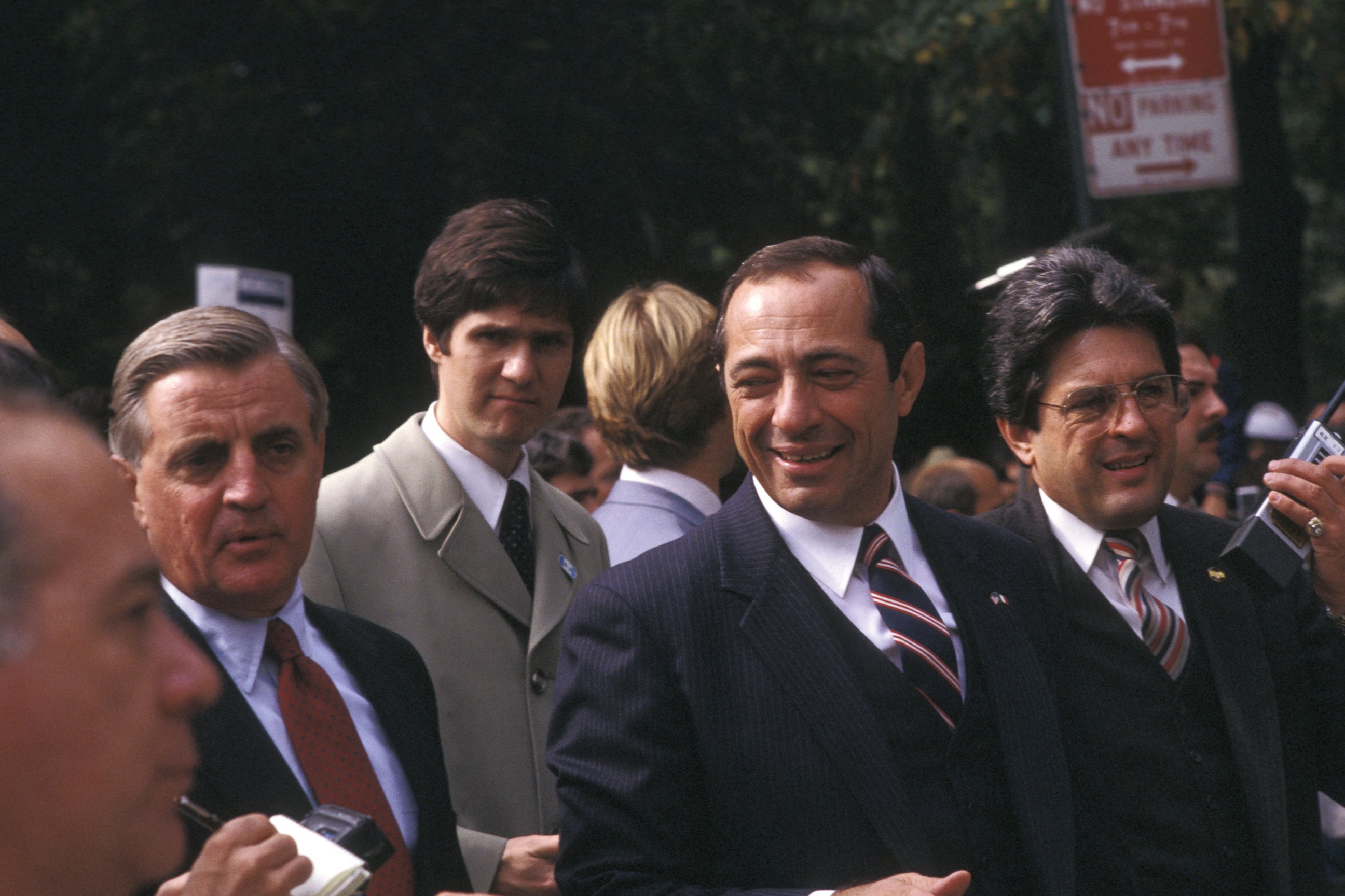 PHOTO: Governor Mario Cuomo appears during the annual Columbus Day Parade at Fifth Avenue on Oct. 8, 1984 in New York City.