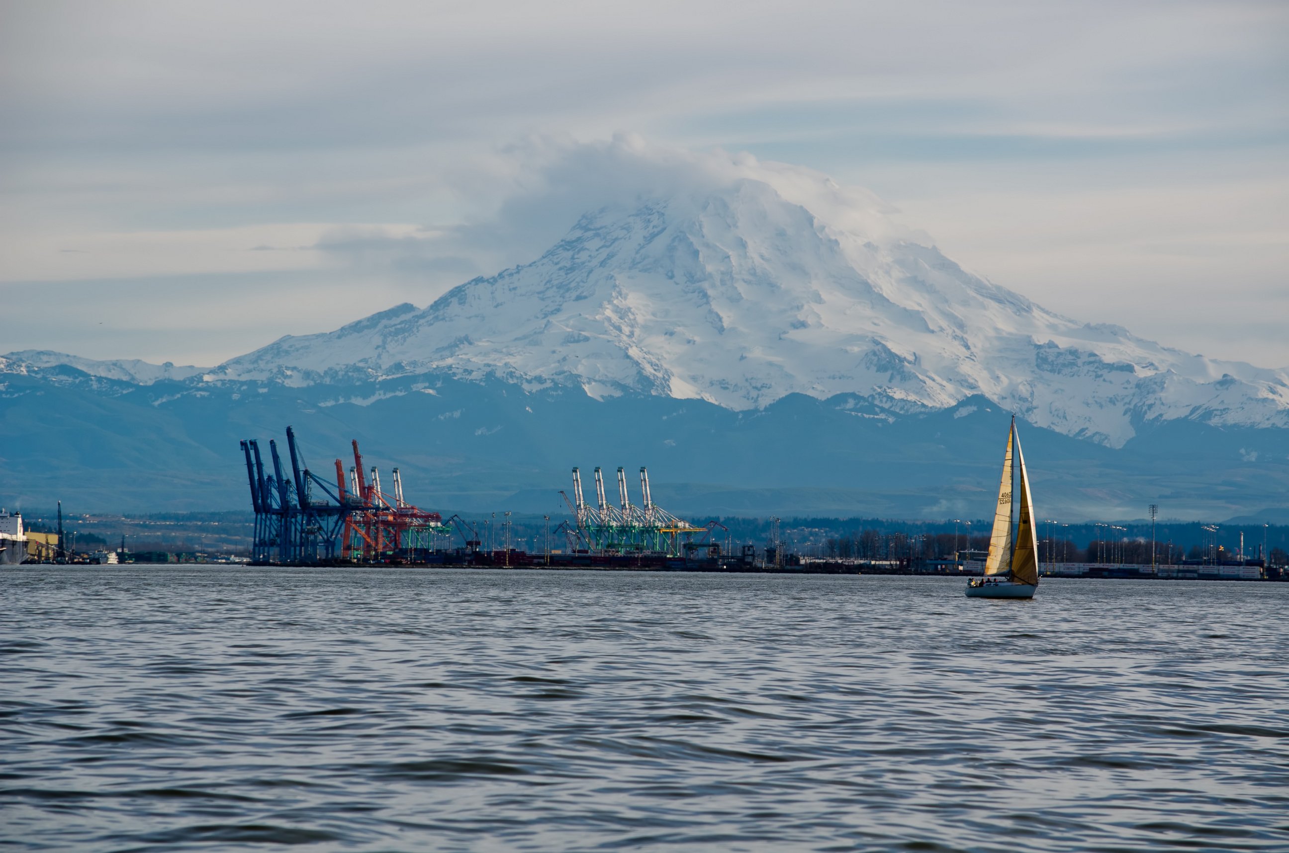 PHOTO: An image from 2012 shows the Port of Tacoma seaport in Tacoma, Wash. with Mt. Rainier in the background. 