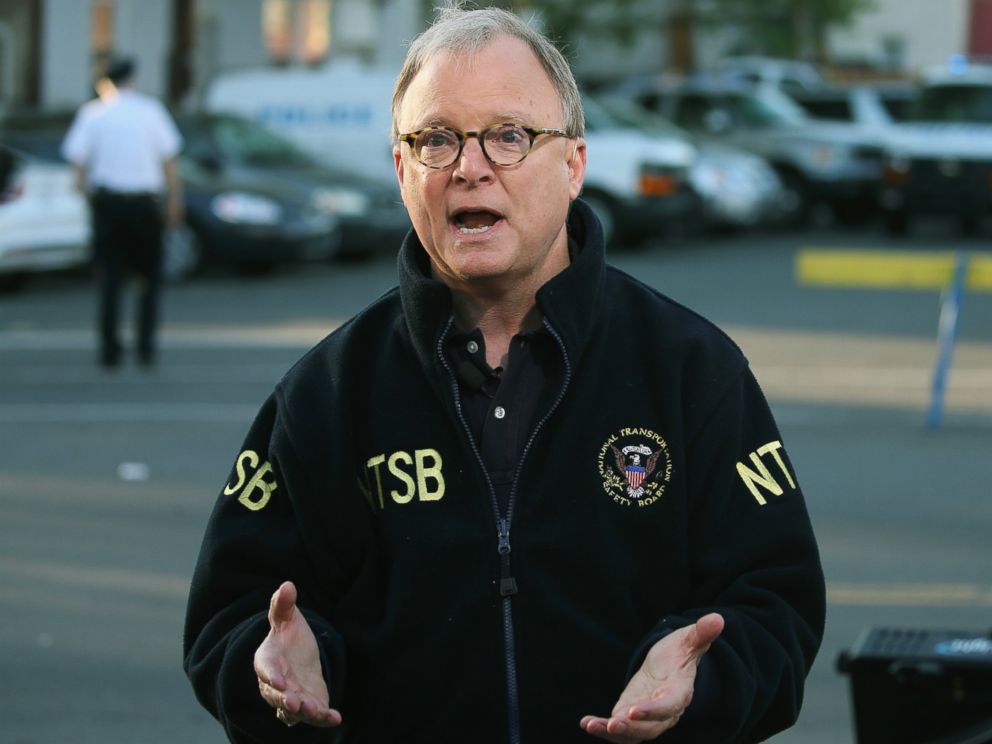 PHOTO: NTSB member Robert Sumwalt speaks about the Amtrak crash during a television interview near the site of a train derailment, May 14, 2015 in Philadelphia.