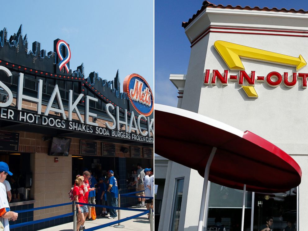 PHOTO: ShakeShack, seen left, and In N Out Bruger, seen right. 