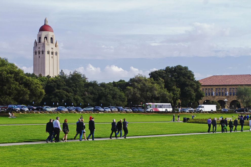 PHOTO: People walk on the campus at Stanford University in Stanford, Calif. in an undated stock photo.