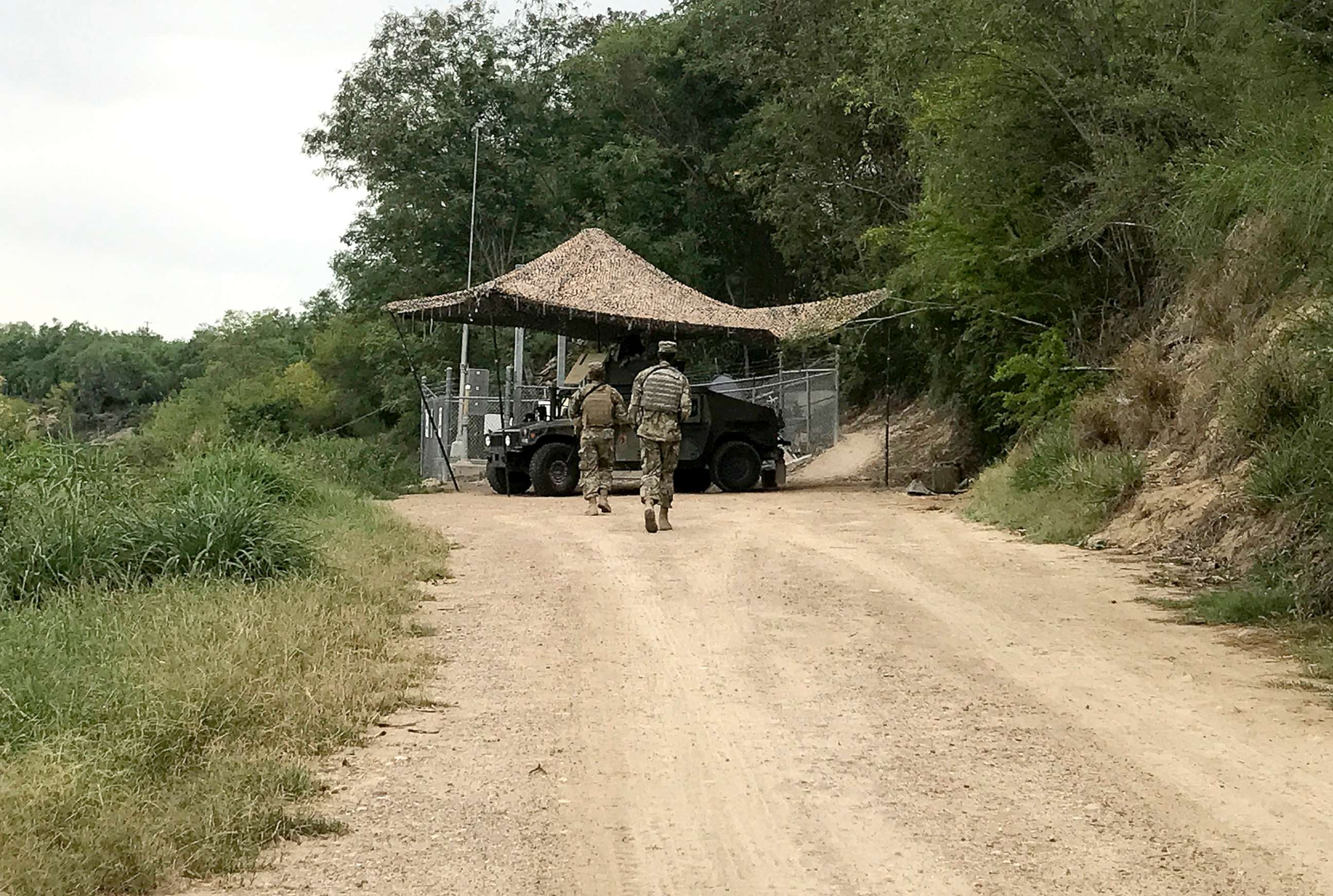 PHOTO: National Guard troops guard the U.S. border in Roma, Texas, April 10, 2018. President Donald Trump requested the deployment to help curb the flow of illegal immigration.