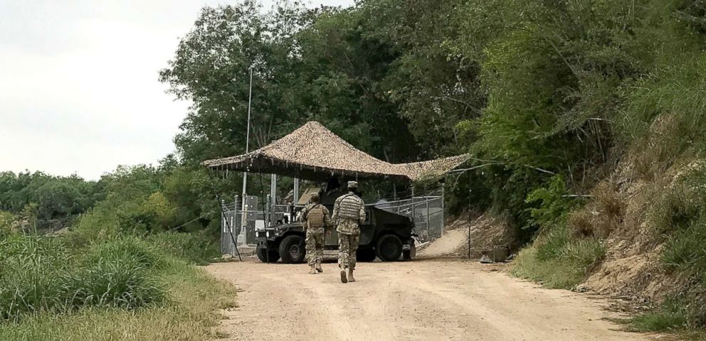 PHOTO: National Guard troops guard the U.S. border in Roma, Texas, April 10, 2018. President Donald Trump requested the deployment to help curb the flow of illegal immigration.