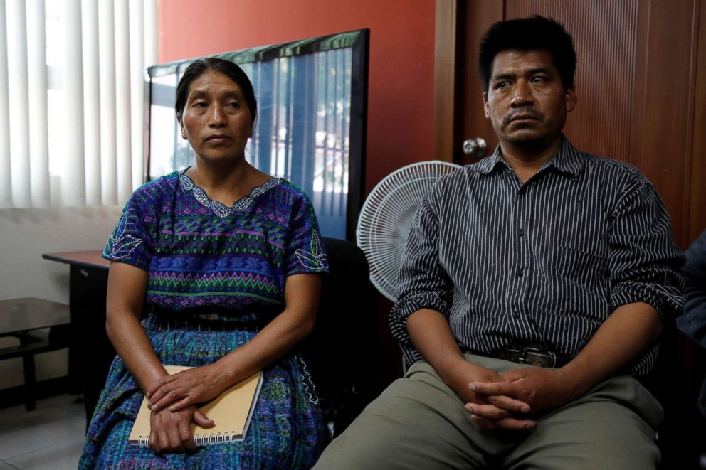 PHOTO: Dominga Vicente and her husband Mario, relatives of Claudia Gomez, a Guatemalan immigrant killed by a U.S. Border Patrol officer on Wednesday while entering illegally to Texas, hold a news conference in Guatemala City, Guatemala, May 25, 2018.