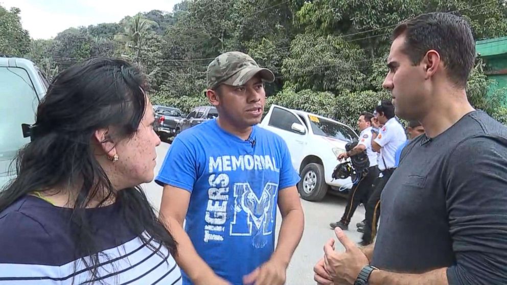 PHOTO: Norma Mavilia Azcon and Rudy Gerardo talked to ABC News' Victor Oquendo about the desperate search for relatives they haven't heard from since Sunday's eruption of Volcan de Fuego in Guatemala.