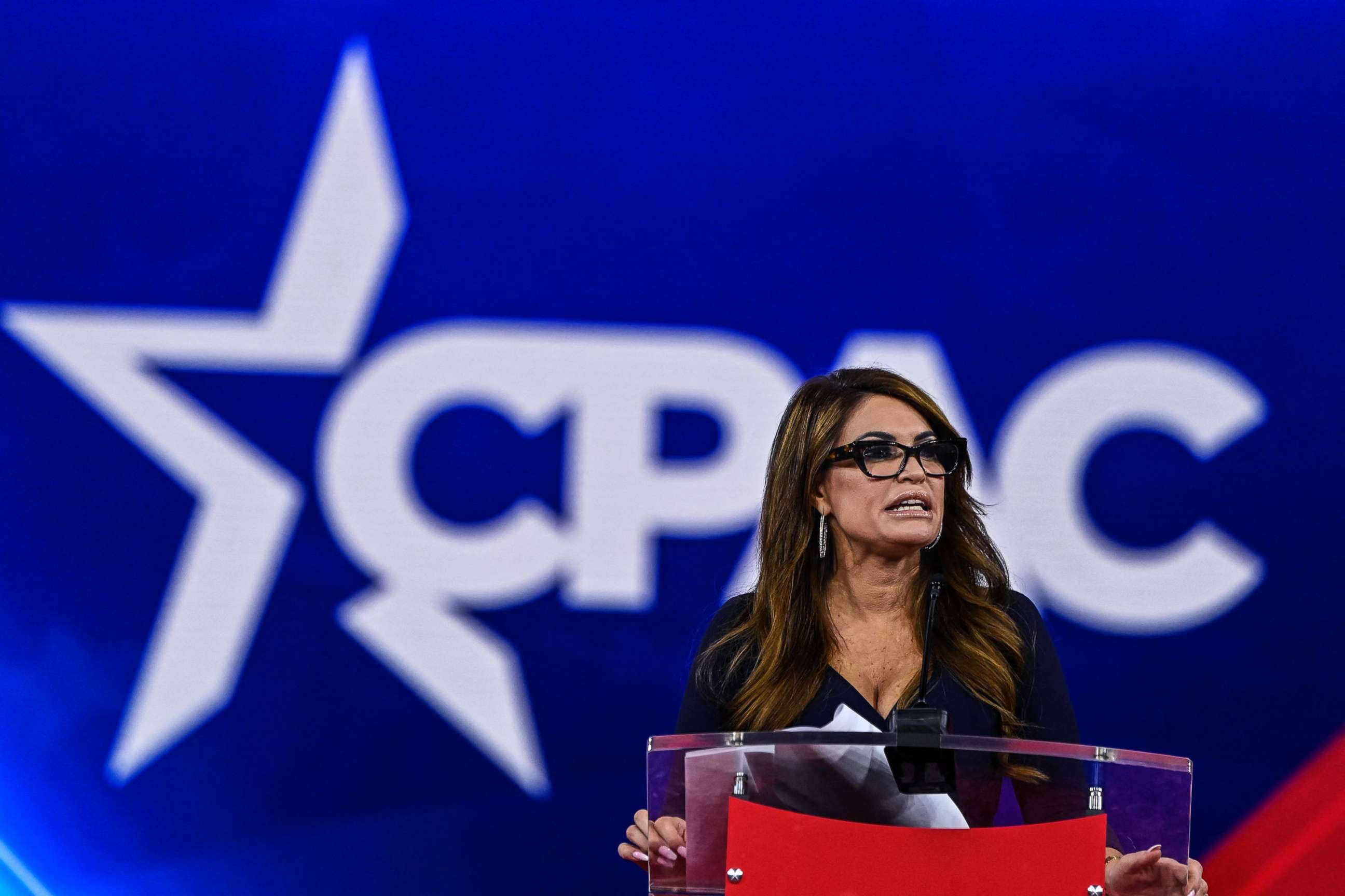 PHOTO: Kimberly Guilfoyle speaks at the Conservative Political Action Conference 2022 (CPAC) in Orlando, Fla., Feb. 24, 2022.