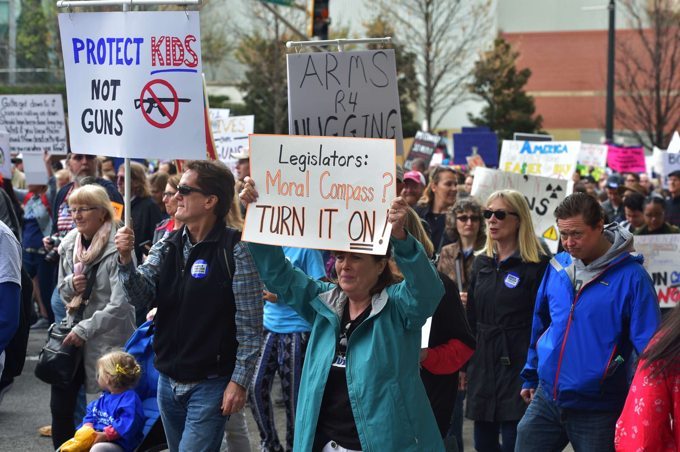 PHOTO: Protesters attend March for Our Lives at National Center for Civil and Human Rights on March 24, 2018 in Atlanta.