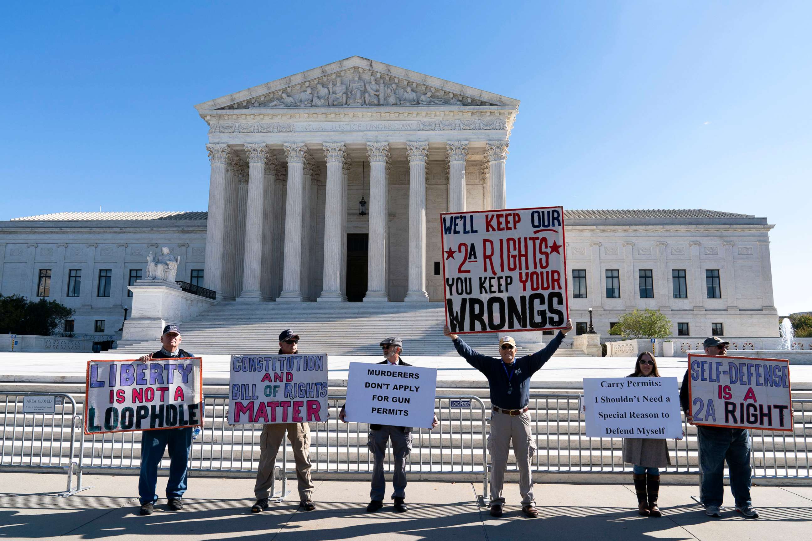 PHOTO: In this Nov. 3, 2021, file photo, demonstrators rally outside the U.S. Supreme Court in Washington, D.C.