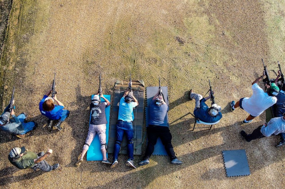 PHOTO: Students fire AR-15 semi-automatic rifles during a shooting course at Boondocks Firearms Academy in Jackson, Miss., on Sept. 26, 2020.