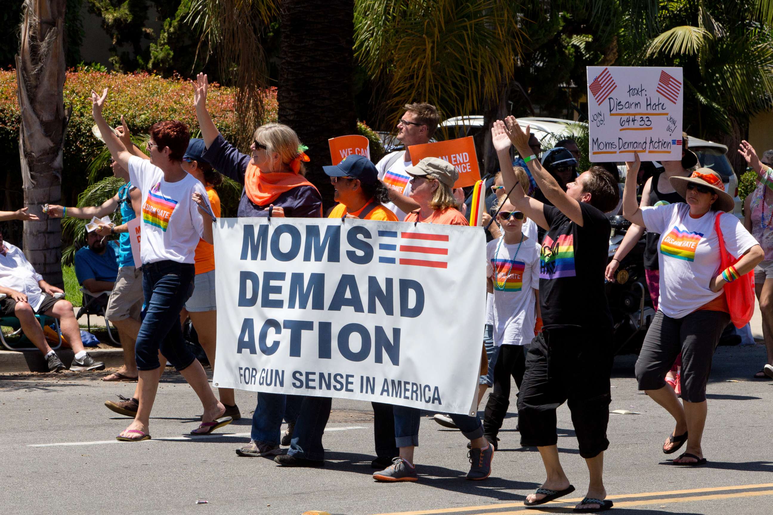 PHOTO: Moms demand action for gun sense in America, carry a banner at the San Diego Pride Parade. 