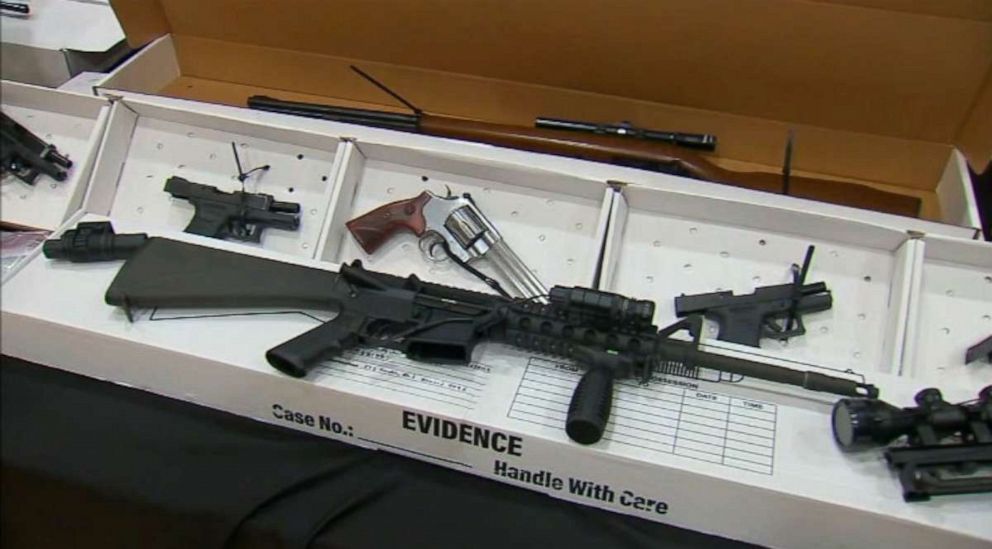 PHOTO: Guns seized by Nassau County Police after a man threatened to shoot up a Jewish day camp on Long Island over lack of masks and social distancing.