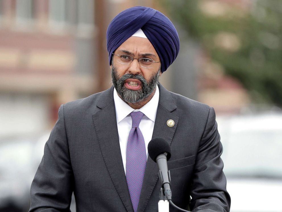 PHOTO: New Jersey Attorney General, Gurbir Grewal, speaks at a press conference in Newark, New Jersey, August 1, 2018.