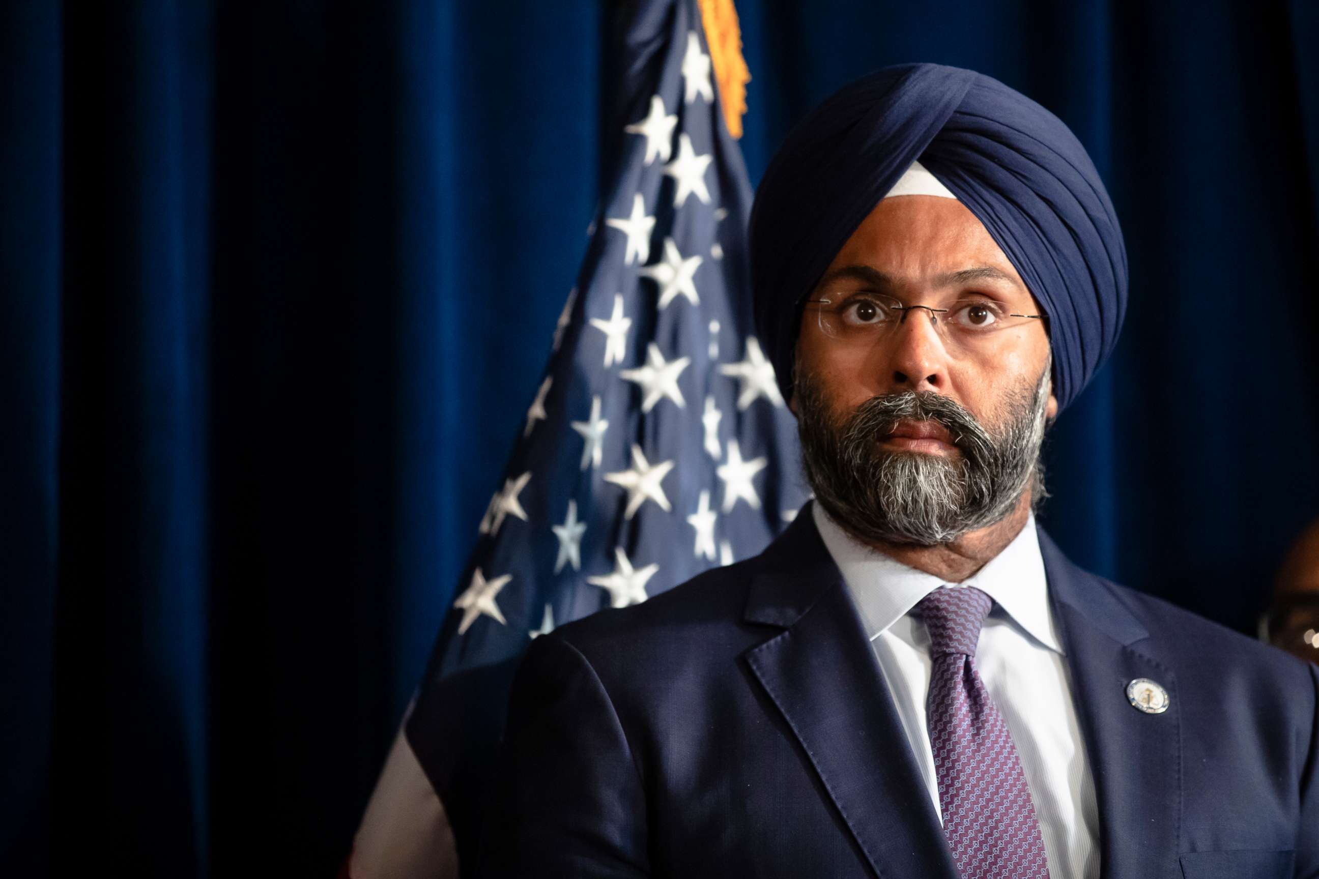 PHOTO: New Jersey Attorney General Gurbir Grewal during a bill signing ceremony at the state capital in Trenton, N.J., Aug. 5, 2019.