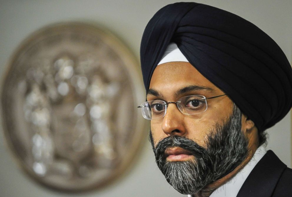 PHOTO: Bergen County Prosecutor Gurbir Grewal looks on as Governor-elect Phil Murphy nominates him for attorney general, Dec. 12, 2017, in Trenton, N.J., in this file photo.