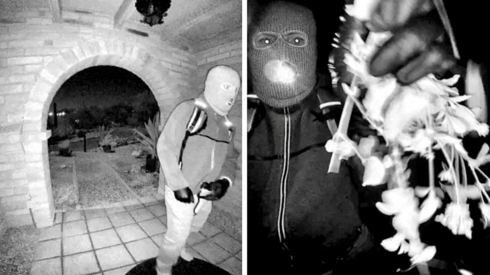PHOTO: Security camera images show what the FBI describes as an armed individual appearing to have tampered with the camera at Nancy Guthrie's front door the morning of her disappearance at her home in Tucson, Arizona, February 1, 2026.