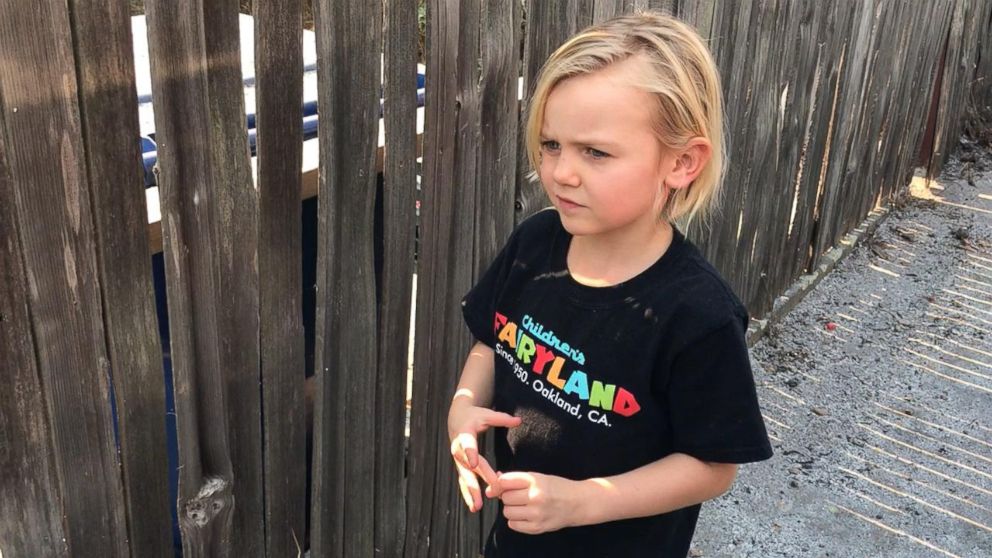 PHOTO: Mazie Claffey, 5, speaks with ABC News about evacuating her home in evacuating Carpinteria, Calif.
