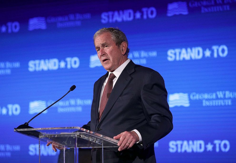 PHOTO: Former U.S. President George W. Bush speaks during a conference at the U.S. Chamber of Commerce June 23, 2017 in Washington, DC.