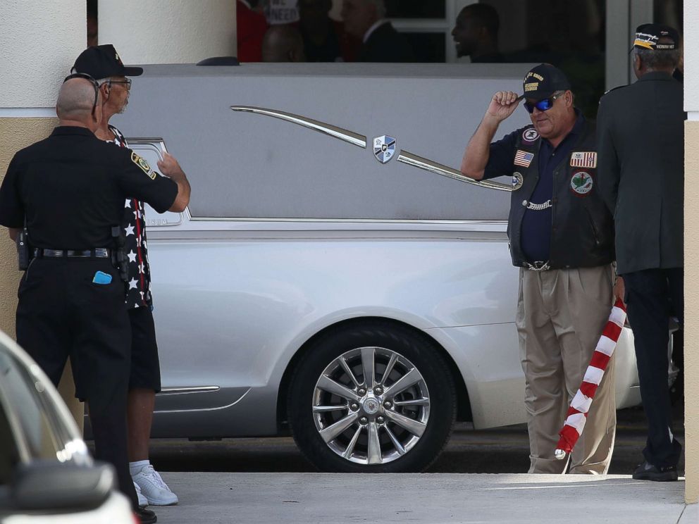 PHOTO: Mourners attend the viewing for U.S. Army Sgt. La David Johnson at the Christ the Rock Community Church on October 20, 2017 in Cooper City, Florida. Sgt. Johnson and three other American soldiers were killed in an ambush in Niger on Oct. 4.