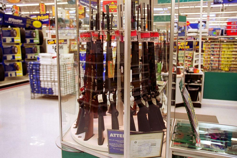 Guns for sale at a Walmart, July 19, 2000. 