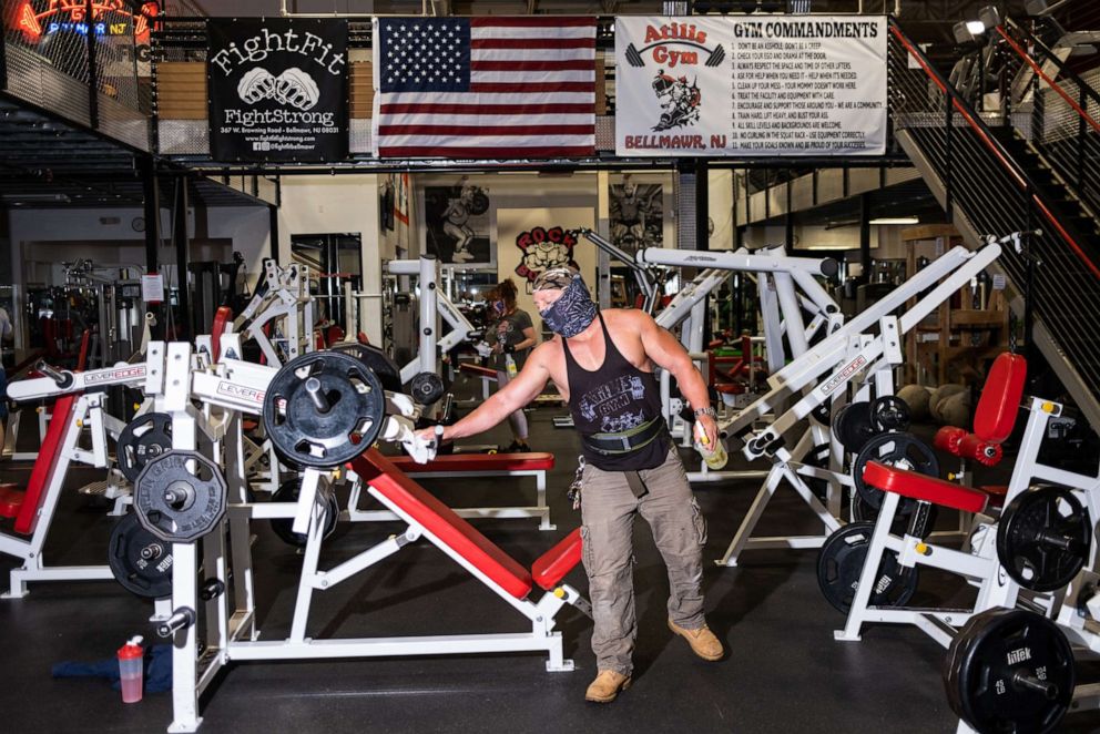 PHOTO: Atilis Gym in Bellmawr, New Jersey remained open, disobeying orders from the state and NJ Governor to close during the outbreak of Covid-19.