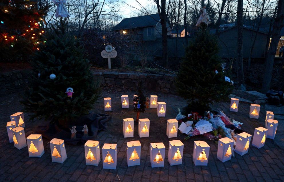 PHOTO: Twenty-six lanterns are seen in the village near the Sandy Hook Elementary School following a shooting that left 26 people dead, 20 of them young children, in Newtown, Conn., Dec. 15, 2012.