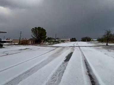 Texas town deploys snow plows after 50-degree temperature swing and 2 feet of hail