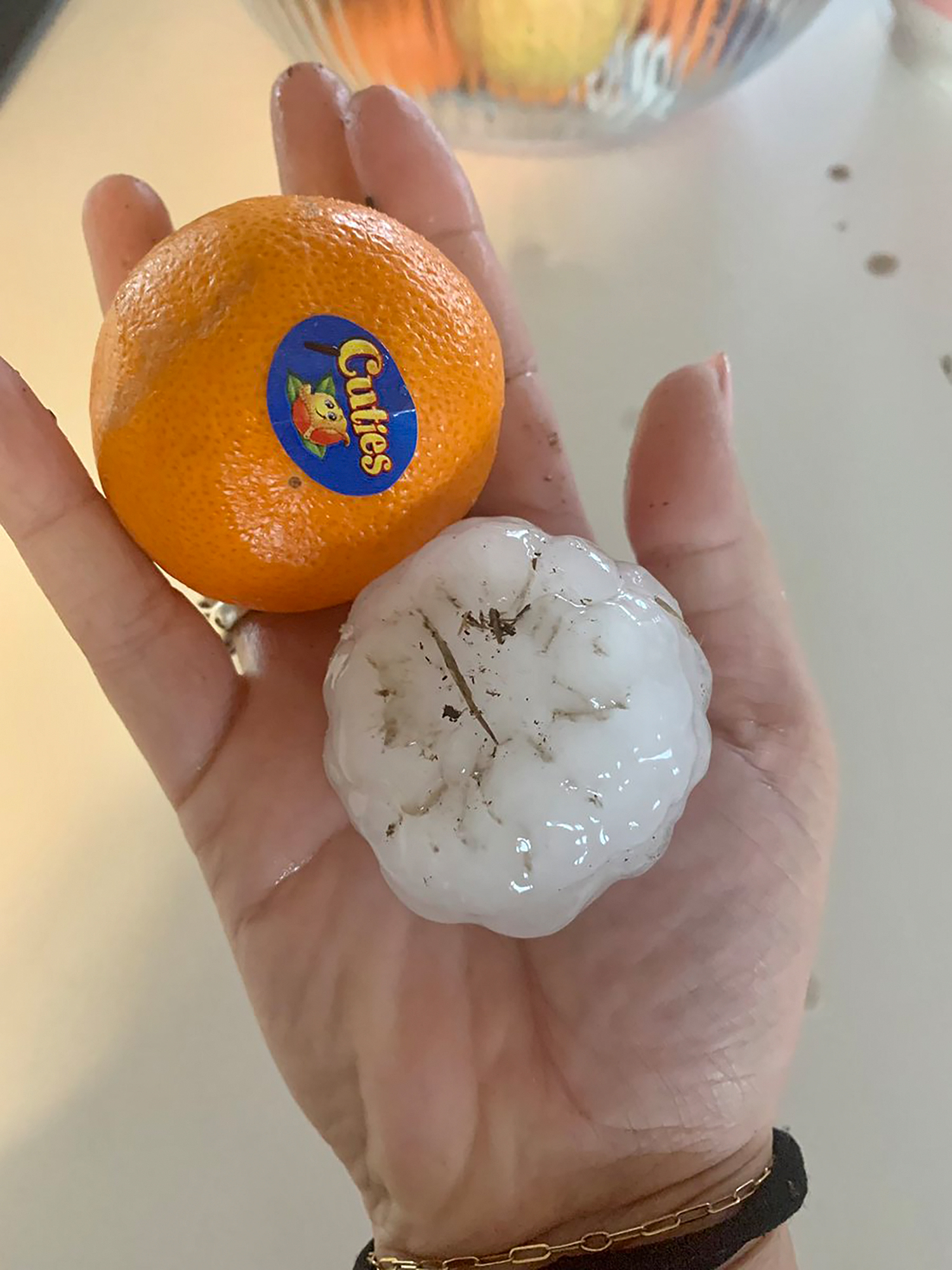 PHOTO: Hail that fell during a storm in Peaster, Texas, Mar. 16, 2023.
