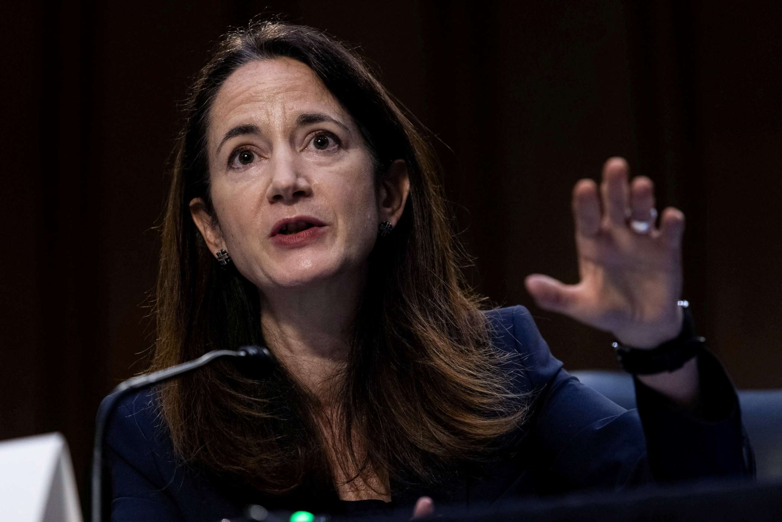 PHOTO: Director of National Intelligence Avril Haines speaks during a Senate hearing about worldwide threats, on Capitol Hill in Washington, D.C., April 14, 2021.