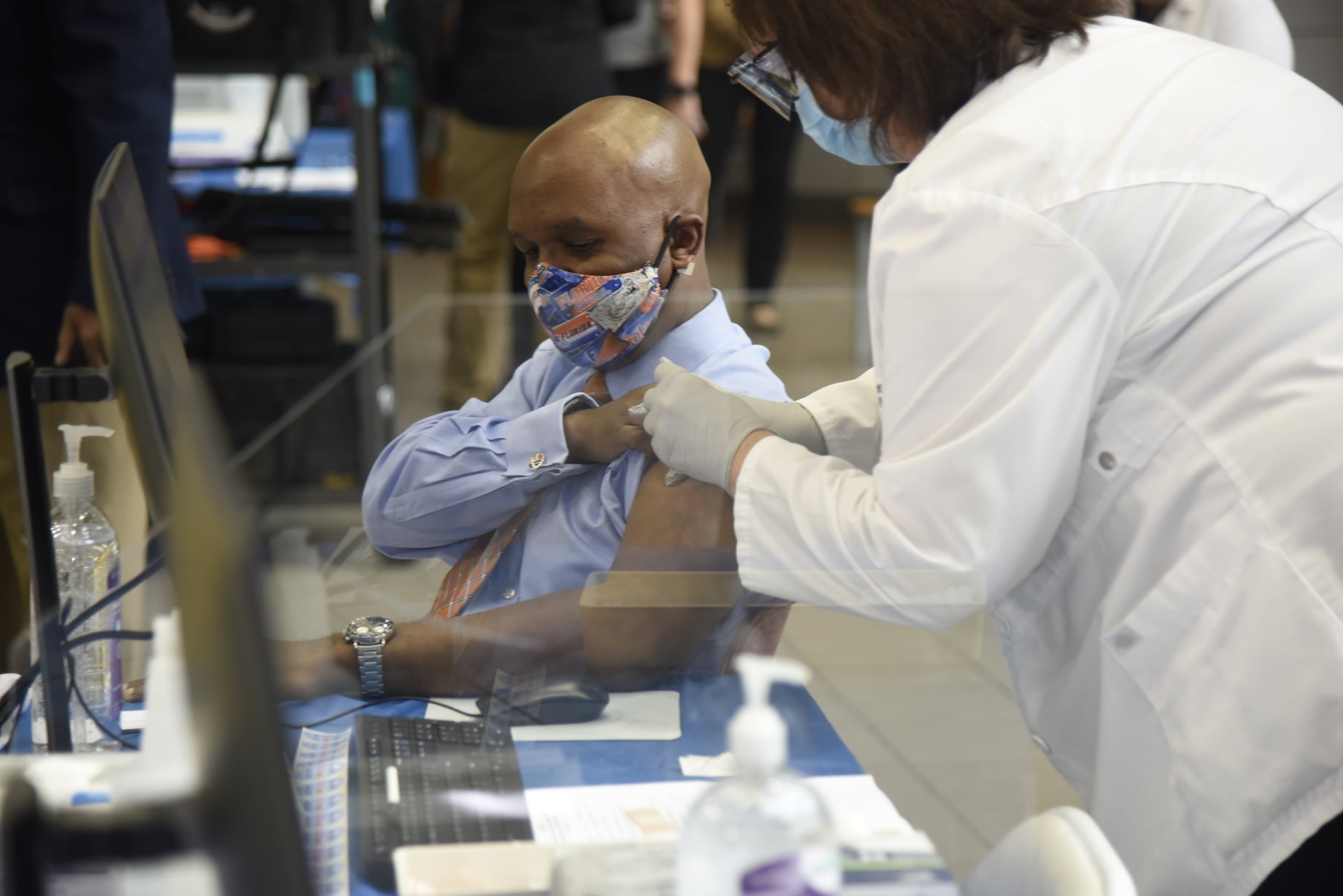PHOTO: Dr. Leon Haley Jr., seen here on Dec. 14, 2020, is believed to be the first person in Florida to have gotten the COVID-19 vaccine.