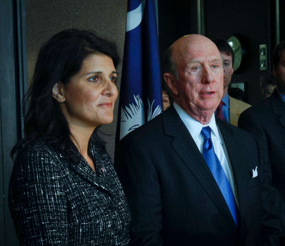 PICTURED: South Carolina Governor-elect Nikki Haley with former U.S. Ambassador David Wilkins, who was chosen to lead her transition team, November 8, 2010, in Columbia, South Carolina.