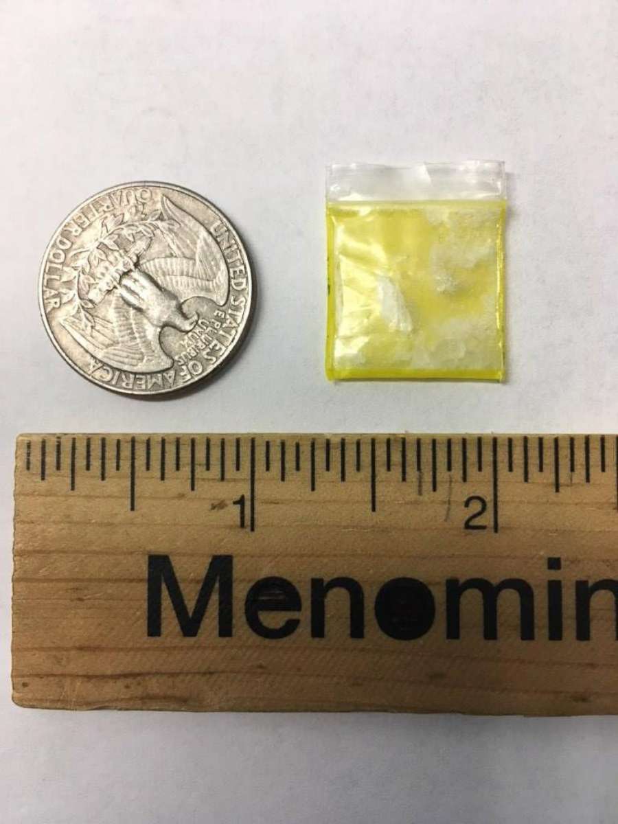PHOTO: Menominee Tribal Police alerted parents to dump their kids' bags of candy after a quarter-sized glasserine baggy of meth was pulled from a young child's bag during an event on the reservation.