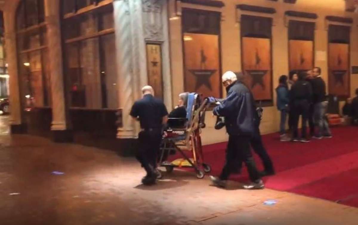 PHOTO: A theatergoer is wheeled out of the Orpheum Theater in San Francisco following a panic resulting from a medical emergency on Friday, Feb. 15, 2019.